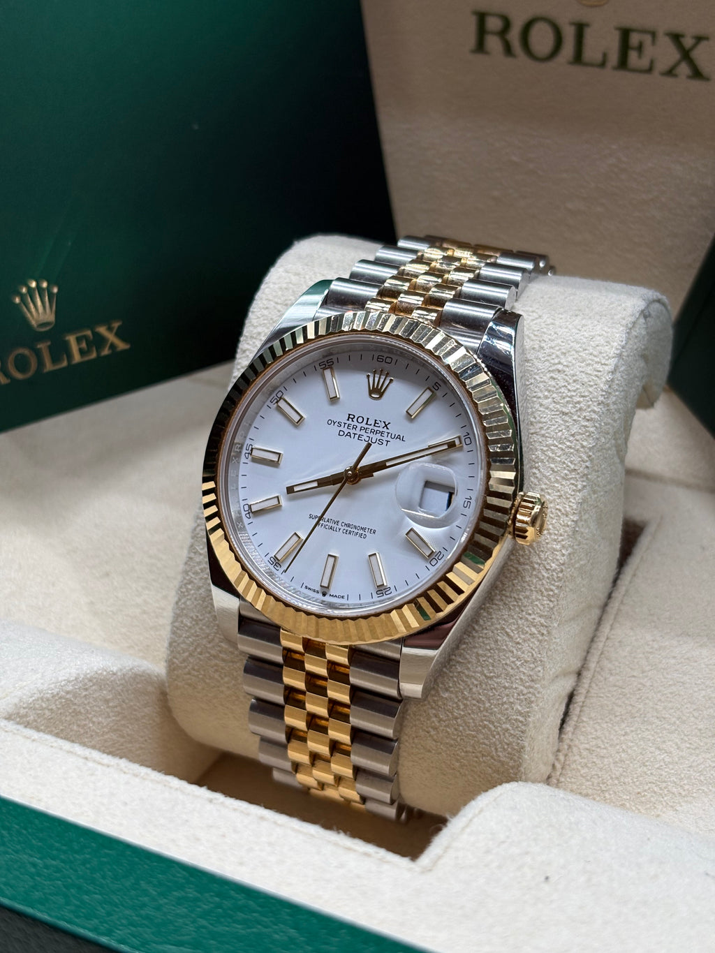 Rolex Datejust 41 White Dial Two Tone Jubilee Bracelet