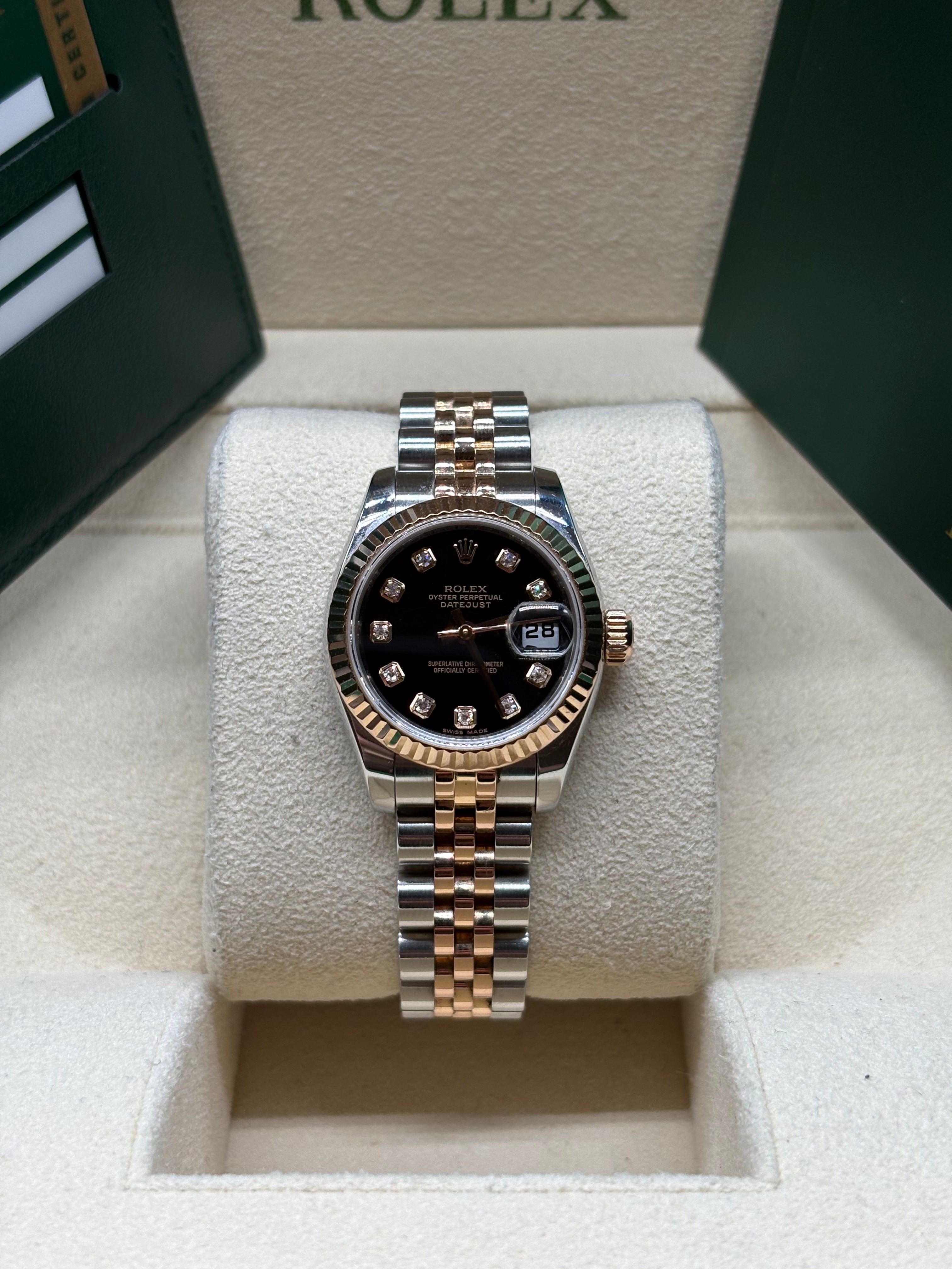 Rolex Lady-Datejust 26mm Black Diamond Dial Hidden Clasp Full Set