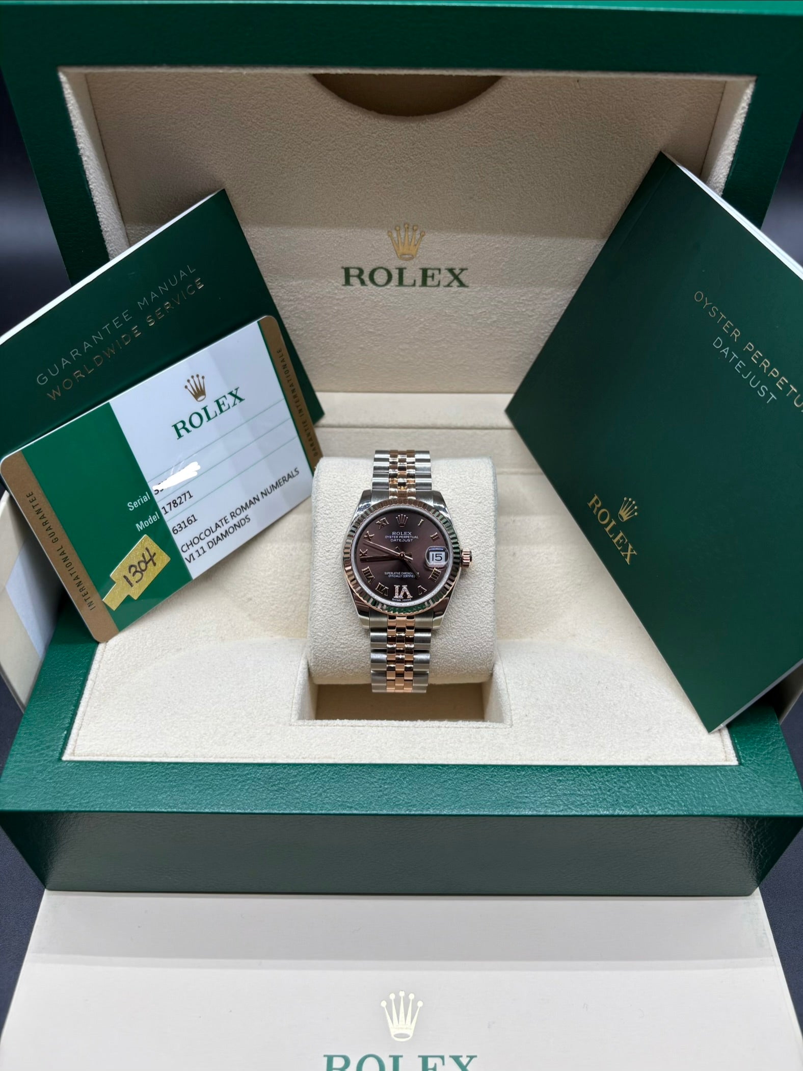 Rolex Datejust 31mm Chocolate Roman Dial Full Set