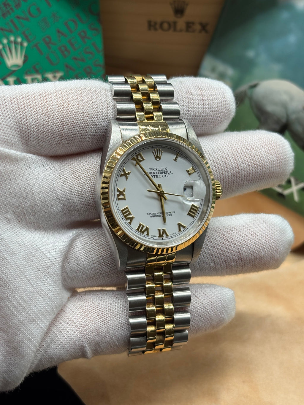 Rolex Datejust 36mm Two Tone White Roman Dial