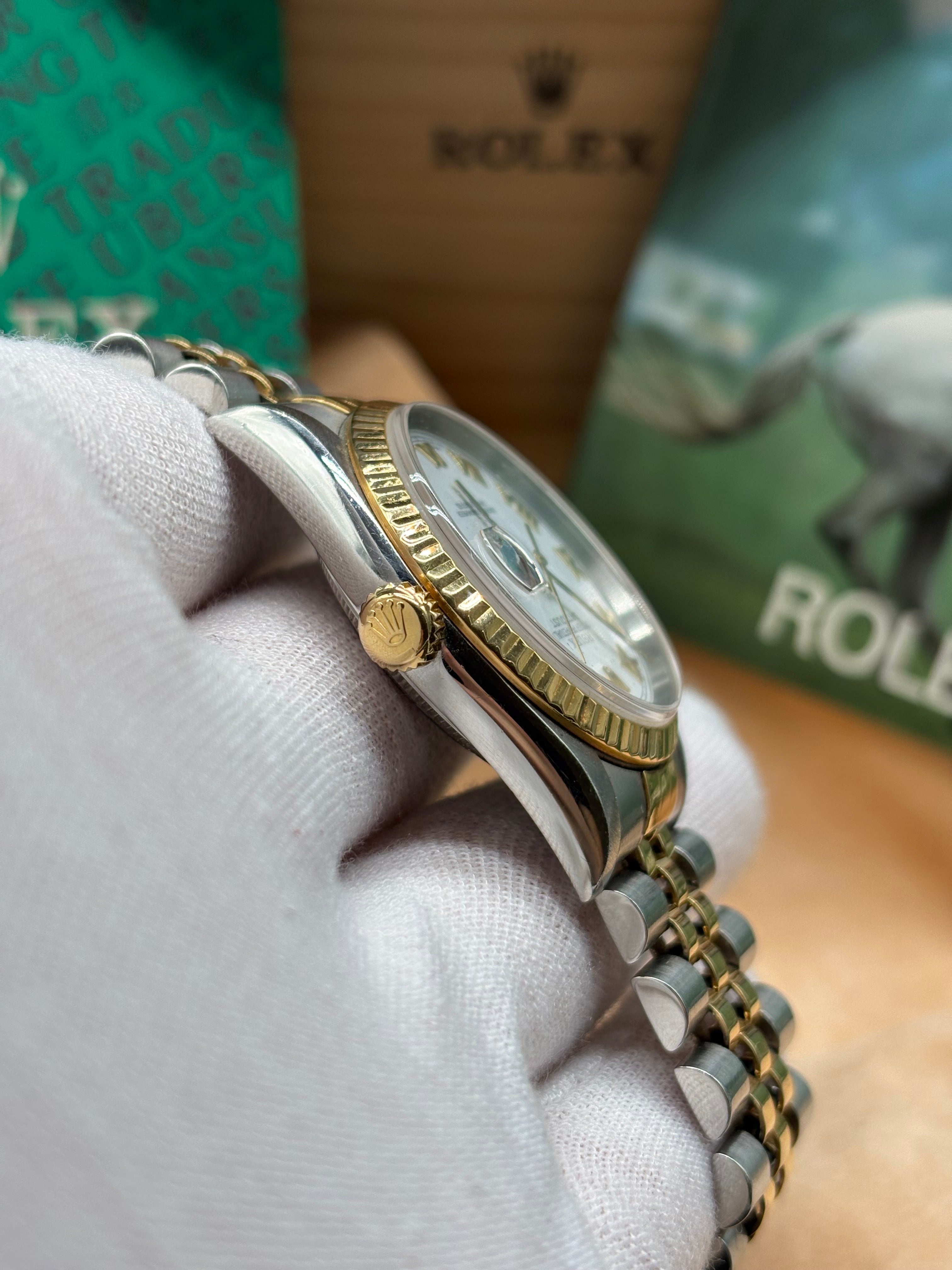 Rolex Datejust 36mm Two Tone White Roman Dial