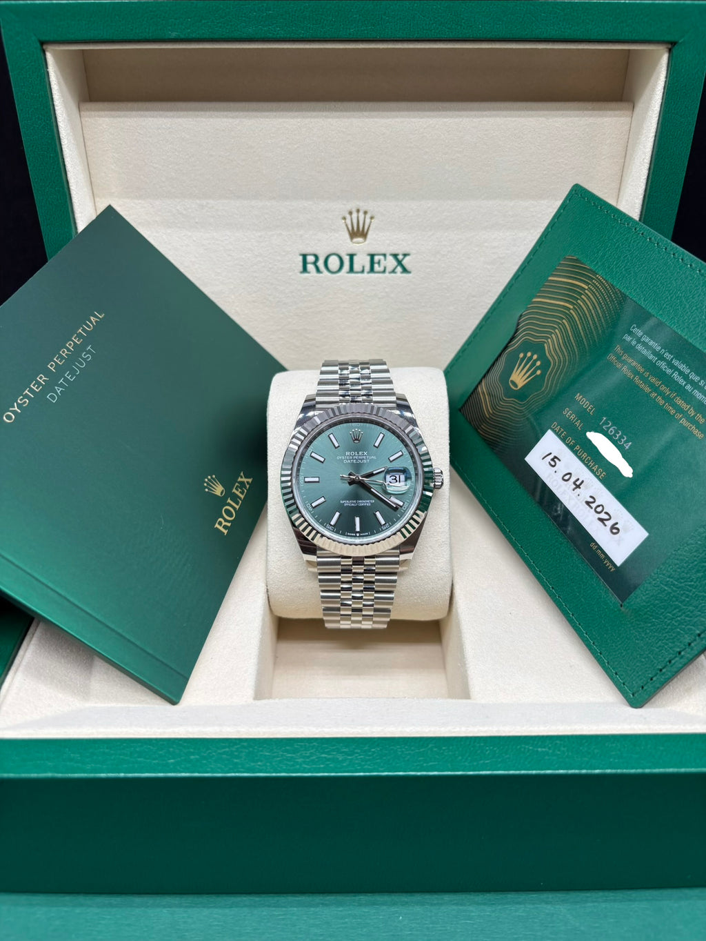 Rolex Datejust 41mm Mint Green Steel Jubilee Fluted 2026