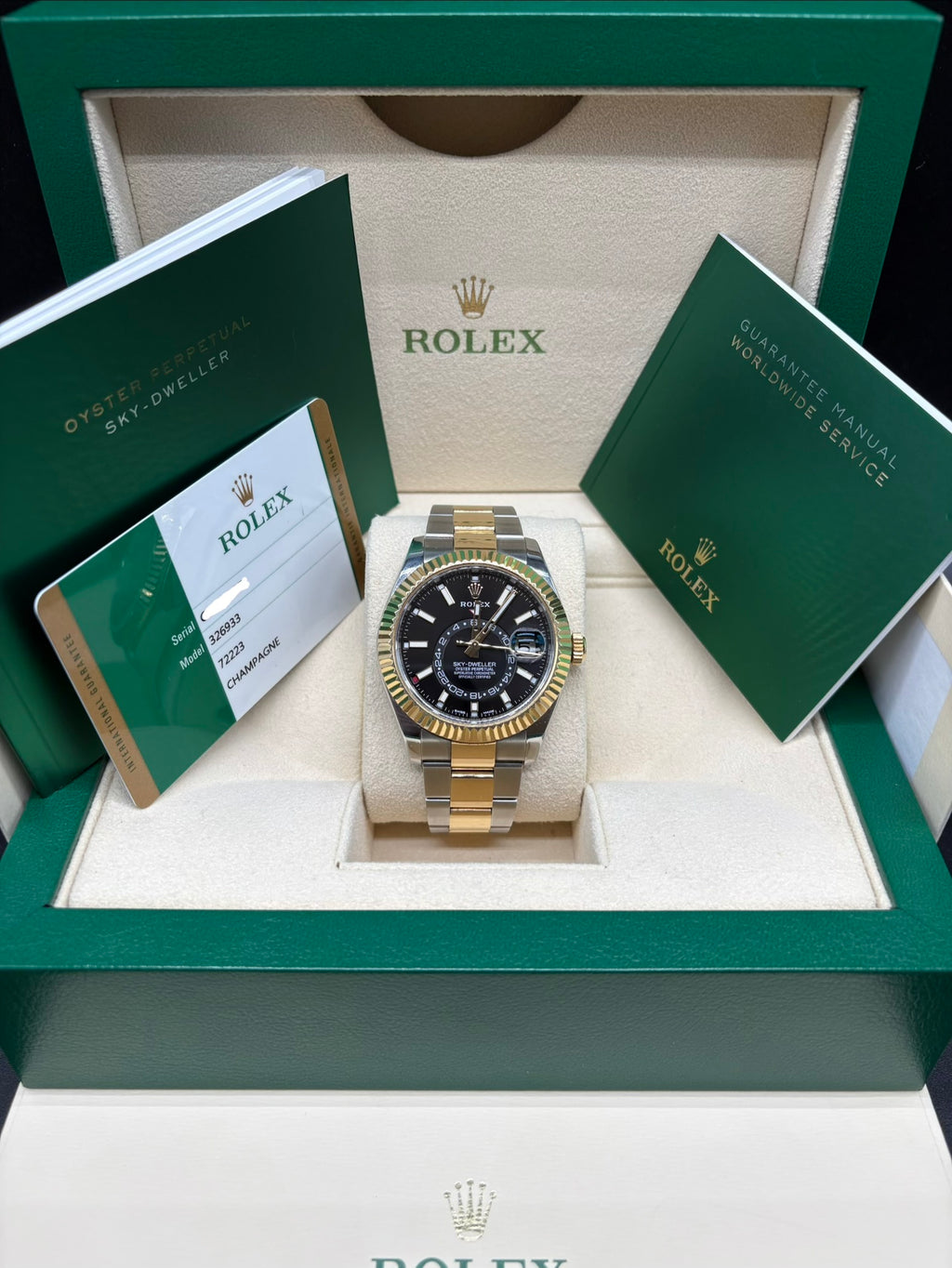Rolex Sky-Dweller 42mm Two Tone Black Dial Oyster Bracelet