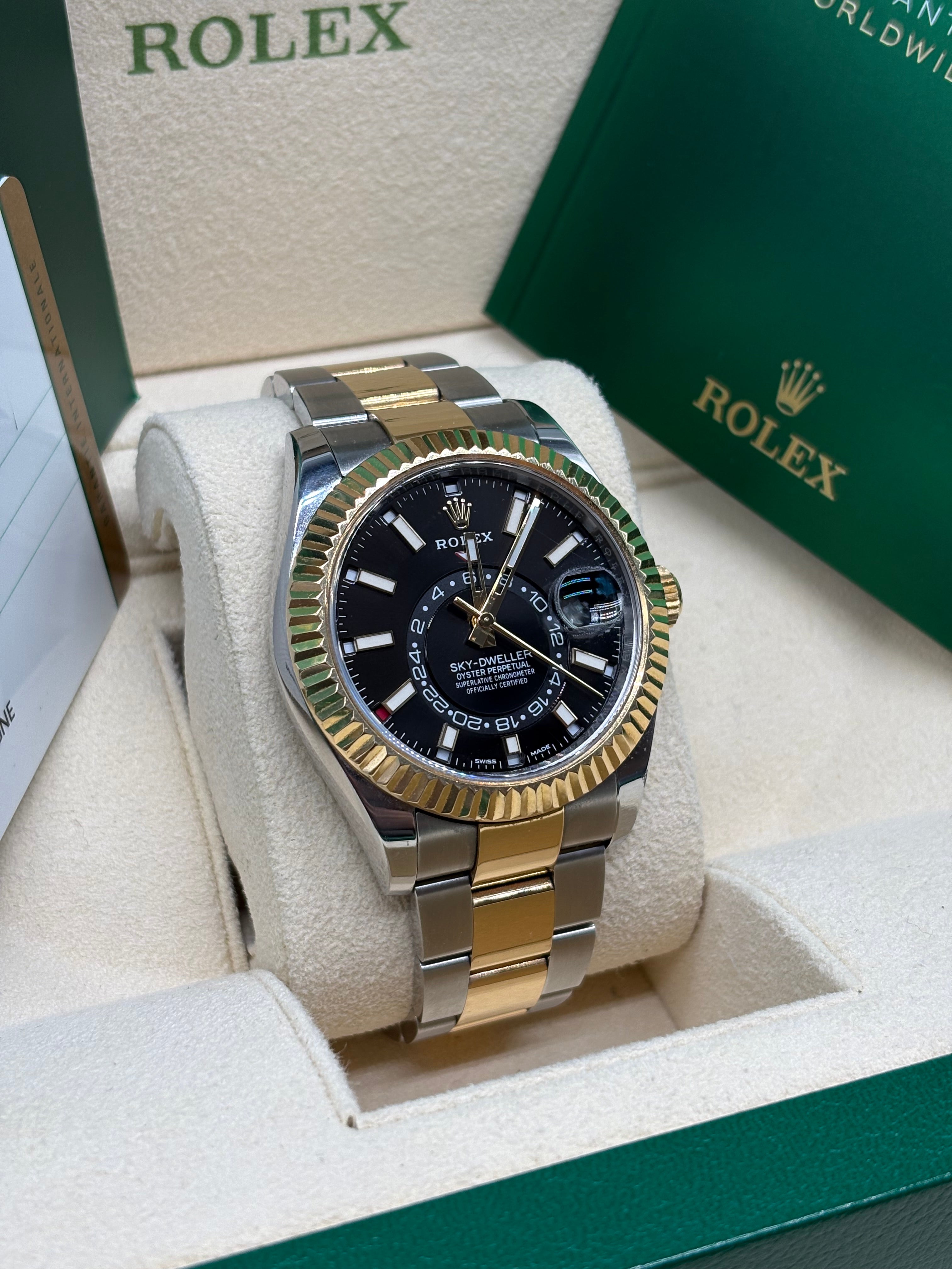 Rolex Sky-Dweller 42mm Two Tone Black Dial Oyster Bracelet