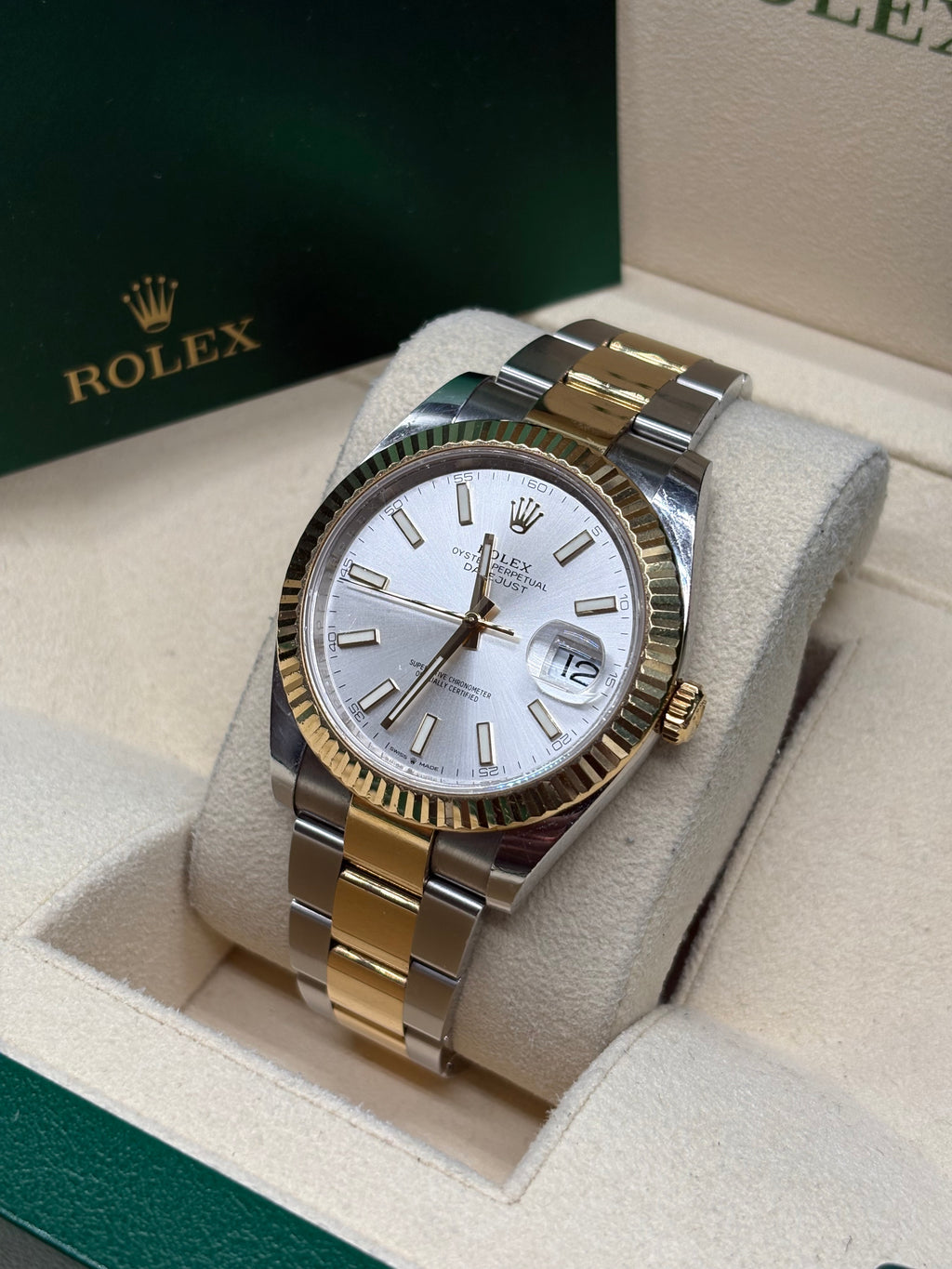 Rolex Datejust 41mm Silver Dial Two Tone Oyster Bracelet