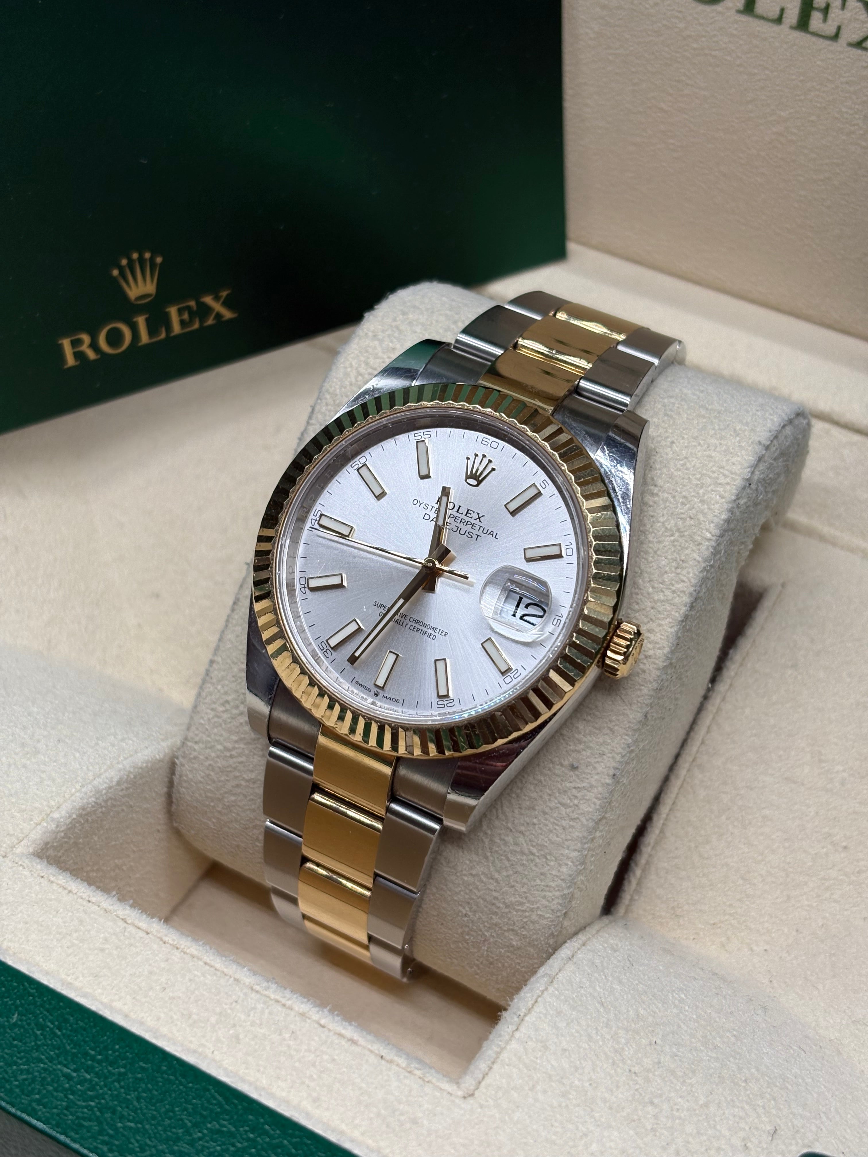 Rolex Datejust 41mm Silver Dial Two Tone Oyster Bracelet
