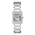 Cartier Tank Française Steel White Roman Dial Diamond Bezel